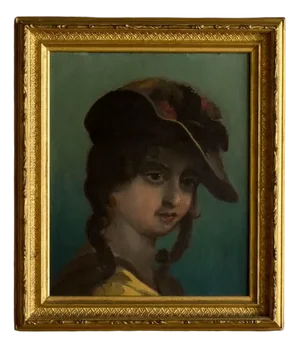 Portrait of a Young Woman, 19th Century, Oil Painting, Framed