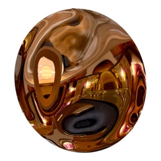 Rose Gold Convex Mirror, 1970s For Sale