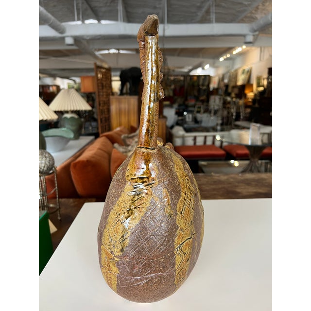 Mid-Century Modern Mid 20th Century Signed Bird Glazed Pottery Sculpture For Sale - Image 3 of 8