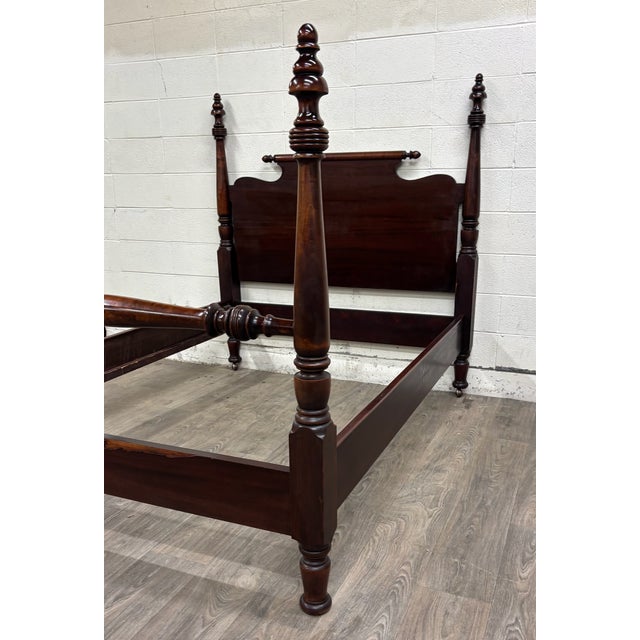 Antique Full Size American Empire Mahogany Four Poster Bed For Sale - Image 4 of 10