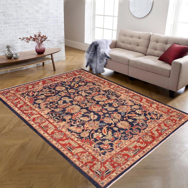 "Enhance the ambiance of your home with this magnificent Persian-influenced Turkish hand-knotted rug made by skilled...