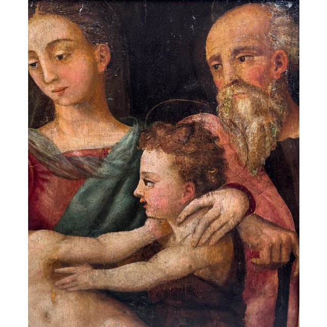 Italian School Artist, Holy Family, 1500s, Oil Painting, Framed For Sale - Image 9 of 11