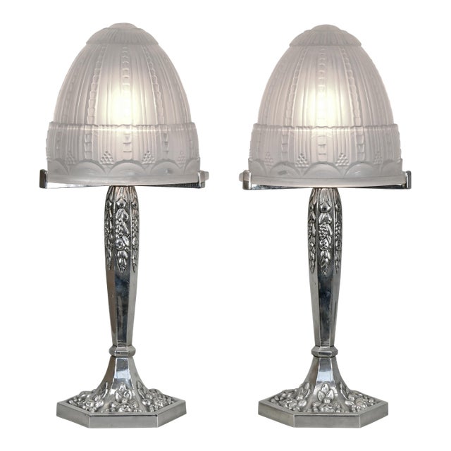 French Art Deco Table Lamp by Muller Freres 1930s France - A Pair For Sale