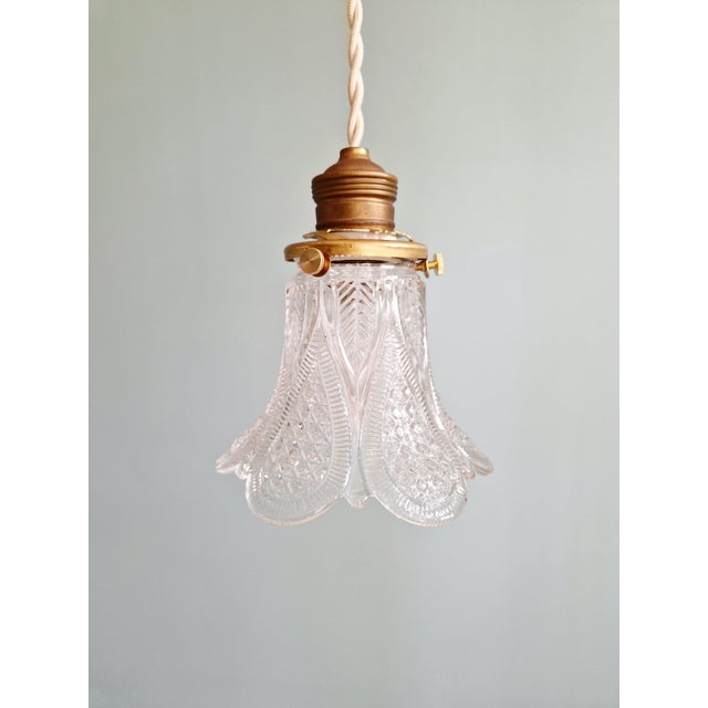 Art Deco Pendant Lights in Clear Glass, 1930s, Set of 3 For Sale - Image 3 of 17