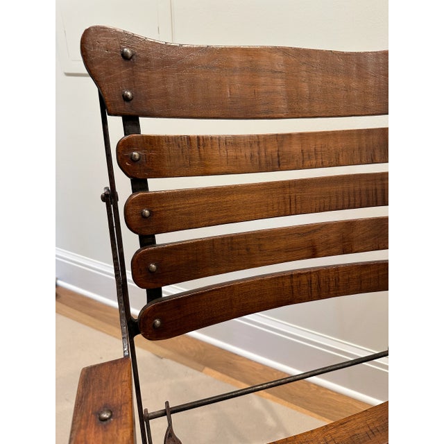 Early 20th Century Vintage Indonesian Teak Ship Deck/Bistro Armchairs- Set of 4 For Sale - Image 5 of 13