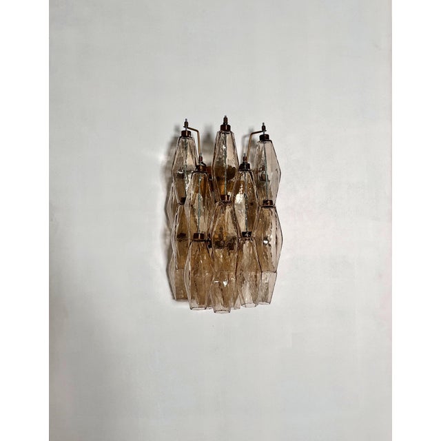 Vintage Italian Poliedri Smoked Glass Wall Sconces, 1990s, Set of 2 For Sale - Image 11 of 17