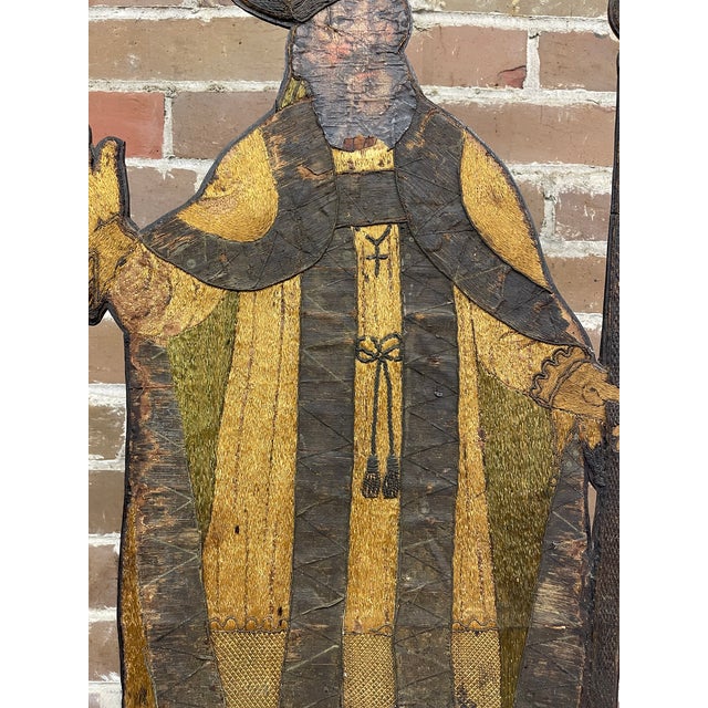 Traditional 18th Century Carved Wood Bishop Saint Relief Plaque Statue For Sale - Image 3 of 8