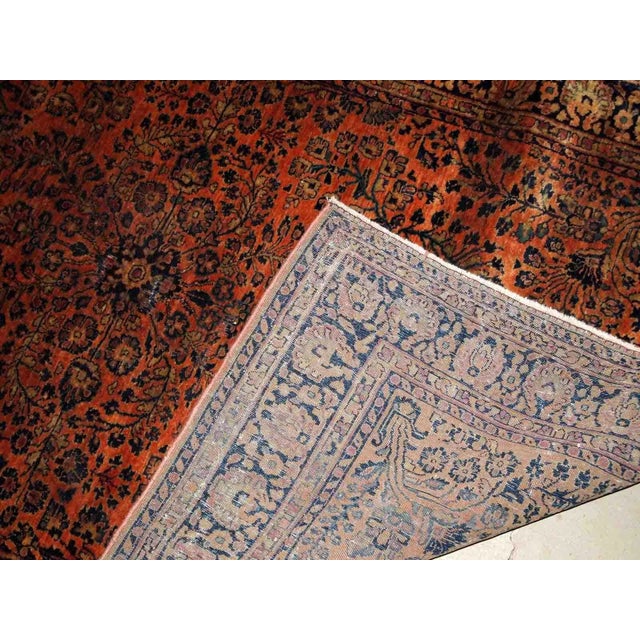 Textile 1920s Handmade Persian Sarouk Rug 4'1" X 6'4" For Sale - Image 7 of 8
