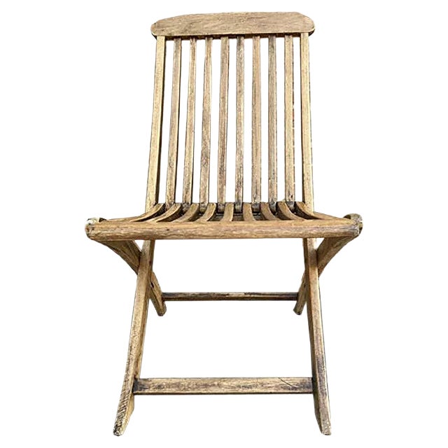 Teak Folding Deck Chair with Slat Back from Scan Com, 1960s For Sale