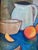 Peaches by Leigh Ann Van Fossan | Acrylic and charcoal on canvas Still life of peaches and a pitcher For Sale - Image 4 of 5