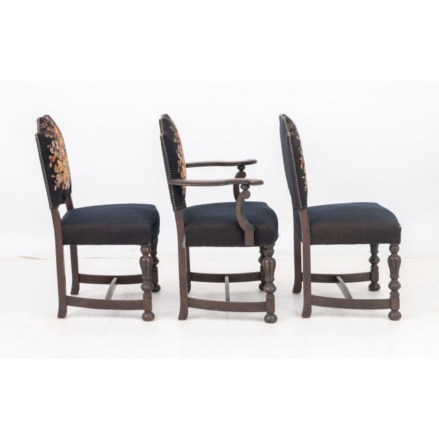 Floral Needlepoint Upholstered Dining Chairs, 6 For Sale - Image 9 of 14