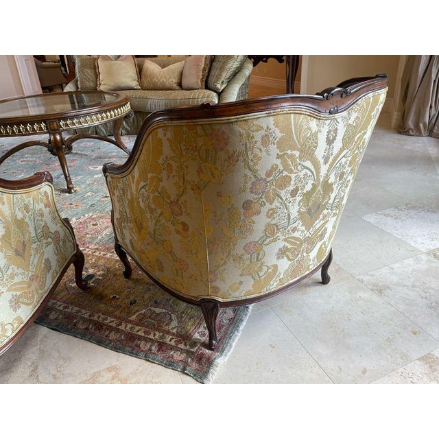 Pair of Henredon Bergere Chairs Louis XVI Style Soft Green For Sale In San Diego - Image 6 of 9