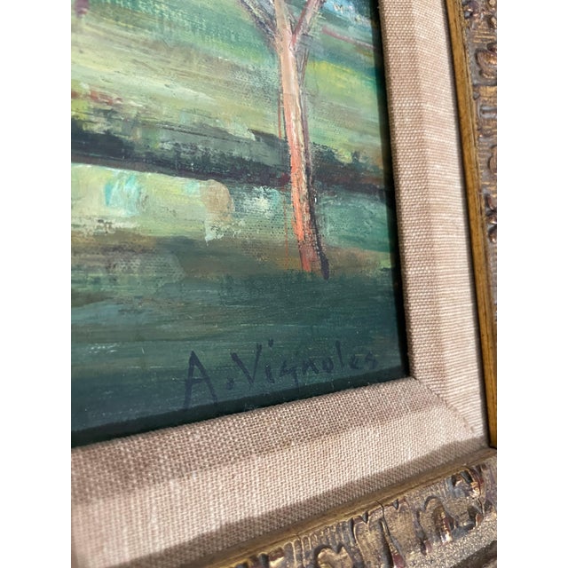 André Vignoles, French Post Impressionist Oil Painting Andre Vignoles Wooded Landscape For Sale - Image 4 of 11