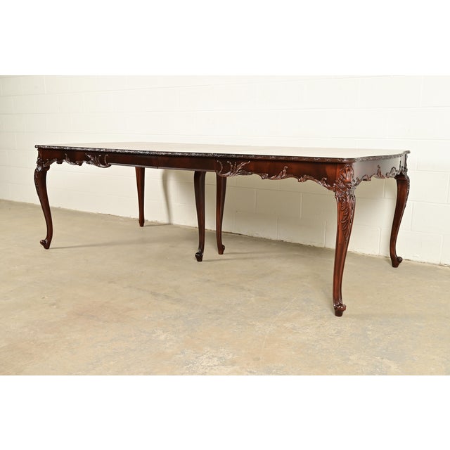 Romweber Romweber French Provincial Louis XV Mahogany Extension Dining Table, Newly Refinished For Sale - Image 4 of 13
