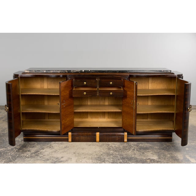 1940s French Art Deco Macassar Sideboard W/ Black Marble Top For Sale In New York - Image 6 of 18