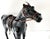 Vintage Black Equestrian Horse Sculpture With Leather Saddle & Bridle For Sale In Louisville - Image 6 of 12
