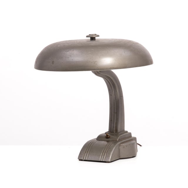 Art Specialty Co Flexo Banker Desk Lamp Flying Saucer Shade Fluorescent Bulb Art Deco Industrial Dazor For Sale In Philadelphia - Image 6 of 16