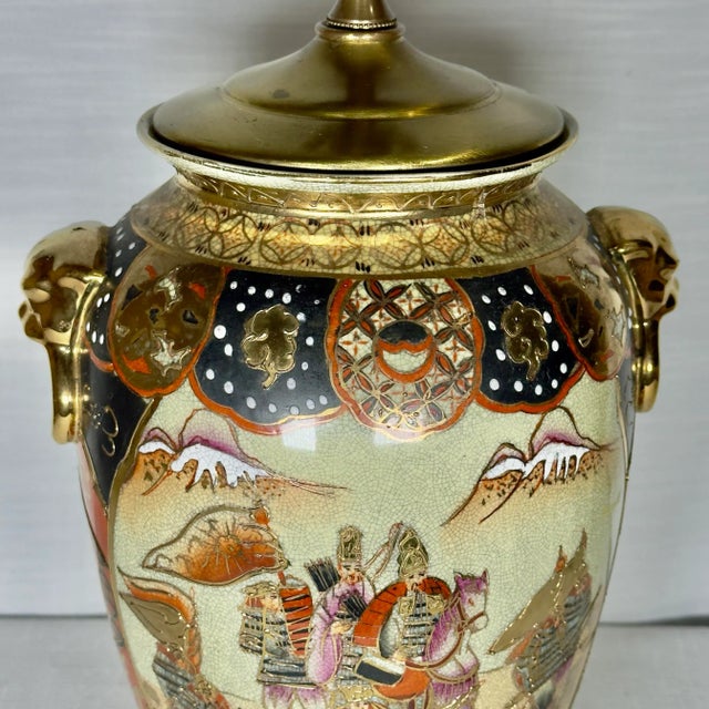 Wood 1970s Satsuma Style Chinoiserie Lamp by Turtle and Crane For Sale - Image 7 of 17