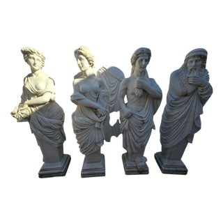 Four Seasons Sculptures in Marble, 1980s, Set of 4 For Sale