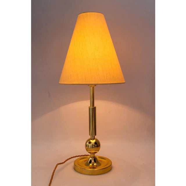 Gold Large Table Lamp with Fabric Shade, Vienna, Austria 1950s For Sale - Image 8 of 13