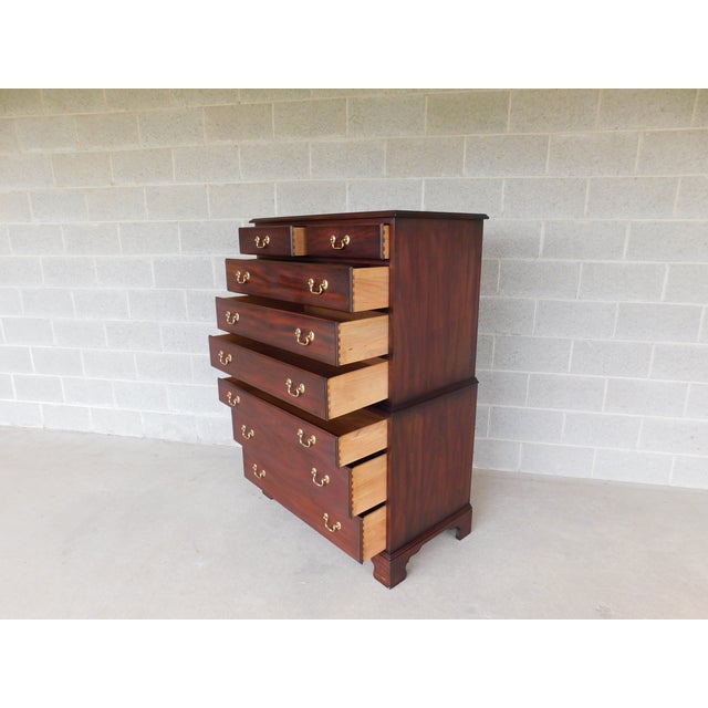 Brown Henkel Harris Mahogany Georgian Style Chest on Chest For Sale - Image 8 of 14