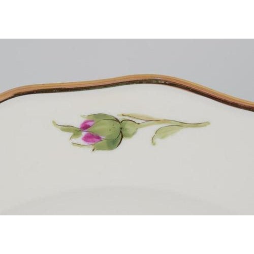 Ceramic German Pink Rose Deep Dinner Plates from Meissen, 1930s, Set of 4 For Sale - Image 7 of 9