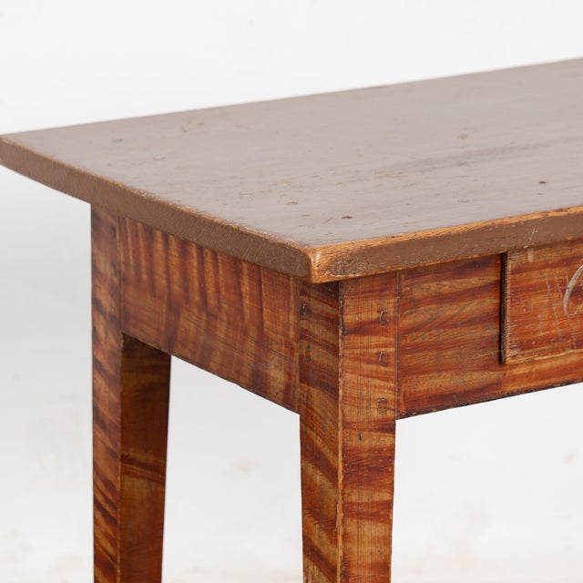 Wood 19th Century Swedish Folk Art Painted Side Table With Drawer For Sale - Image 7 of 11