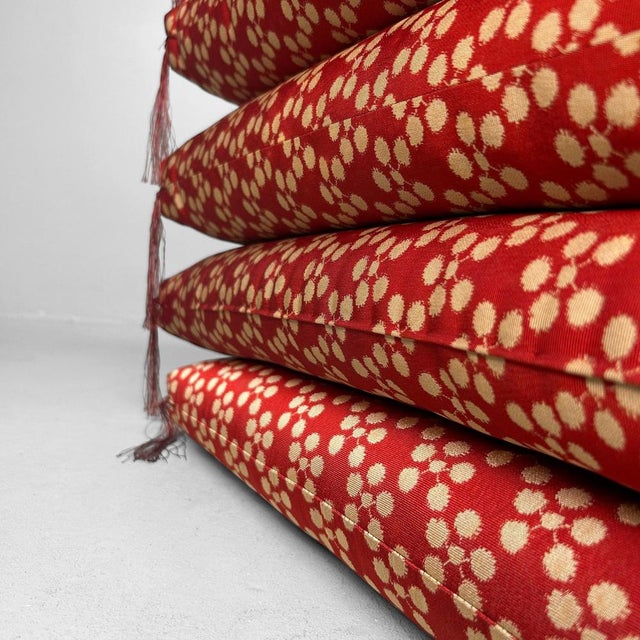 Red Japanese Zabuton Floor Cushions, 1980s, Set of 5 For Sale - Image 8 of 18