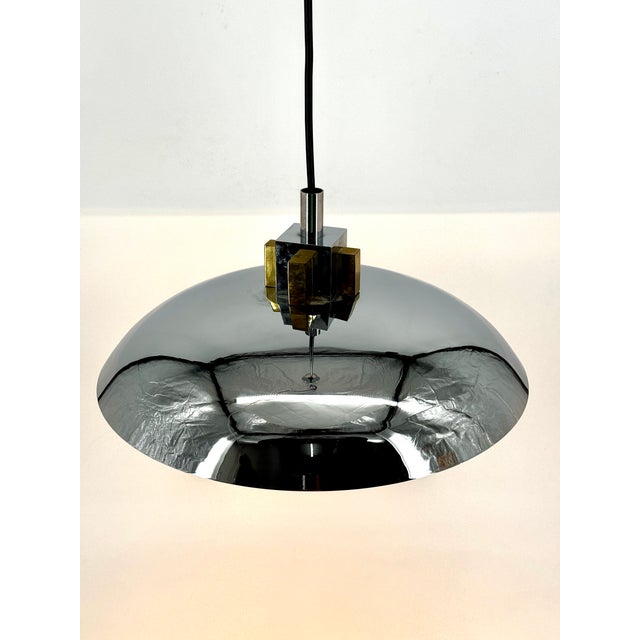 Bauhaus Pendant Lamp in Chrome and Brass by Art Line, 1980s For Sale - Image 10 of 15