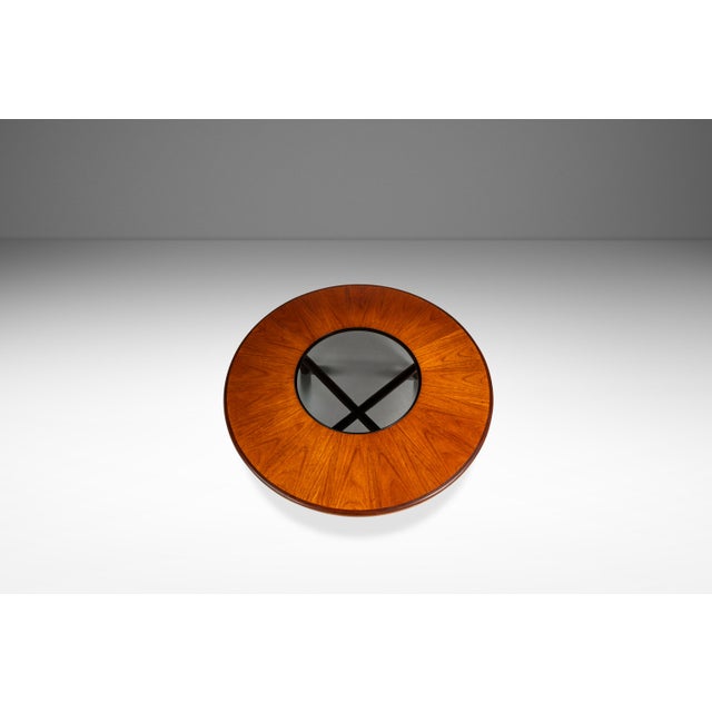 G-Plan Furniture Mid-Century Danish Modern "Donut" Table in Solid Teak W/ Glass Inlay & Brass Detailing Attributed to G-Plan, England, C. 1970s For Sale - Image 4 of 17