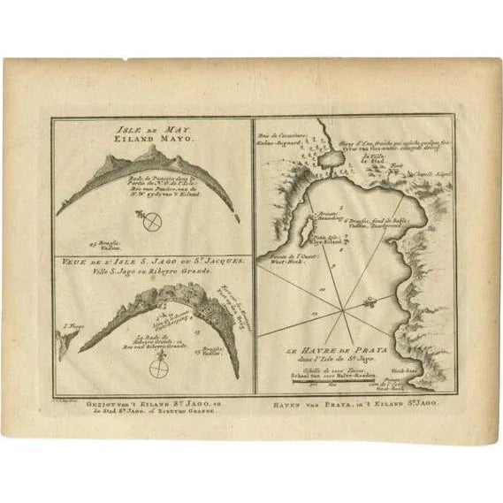 Antique Map of St Louis Trade, St Mayo and Praya Harbour, Mauritania, 1750s For Sale - Image 5 of 5