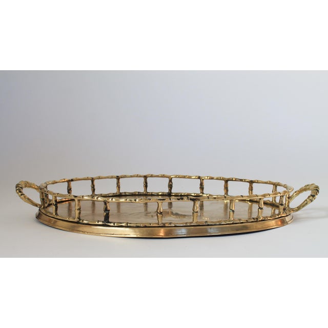 Mid-Century Modern Vintage Brass Faux Bamboo Tray For Sale - Image 3 of 12