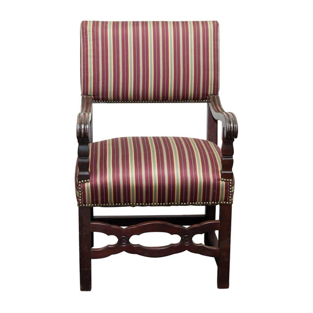 Traditional Mid 20th Century Pair of Multi-Color Striped Chairs For Sale - Image 3 of 8