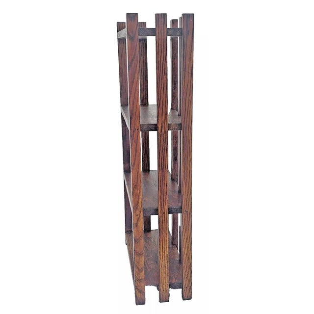 Antique 1910s Arts & Crafts Mission Craftsman Oak Small Open Bookcase Book Shelf For Sale - Image 12 of 12