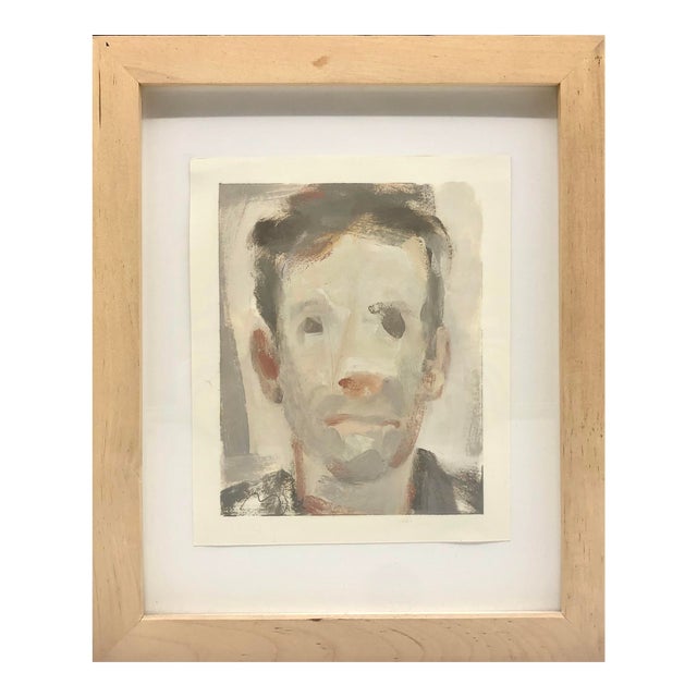 "I Shave Everyday" Figurative Cartoon Portrait Painting on Paper by Matt Straub For Sale