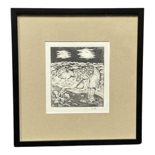 Modern Black and White Caricatural Lithograph by John Marx For Sale