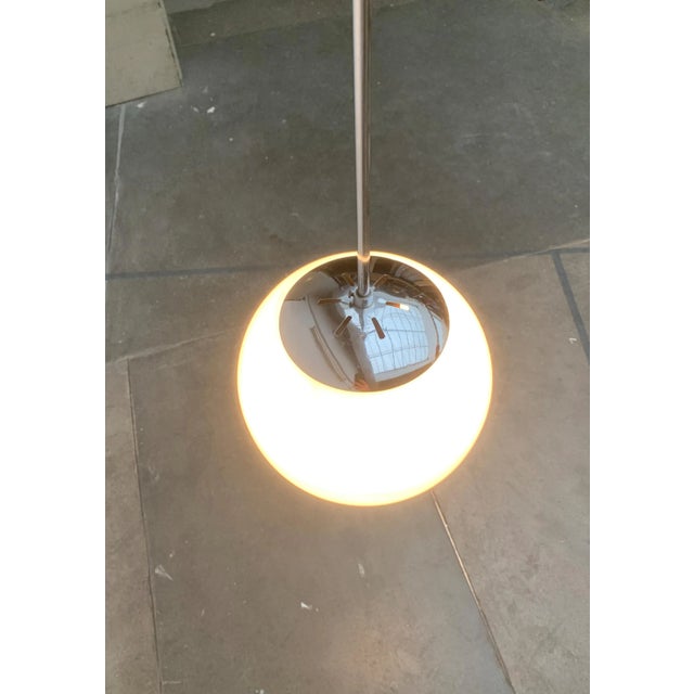 Silver Mid-Century German Glass and Metal Ball Pendant For Sale - Image 8 of 18