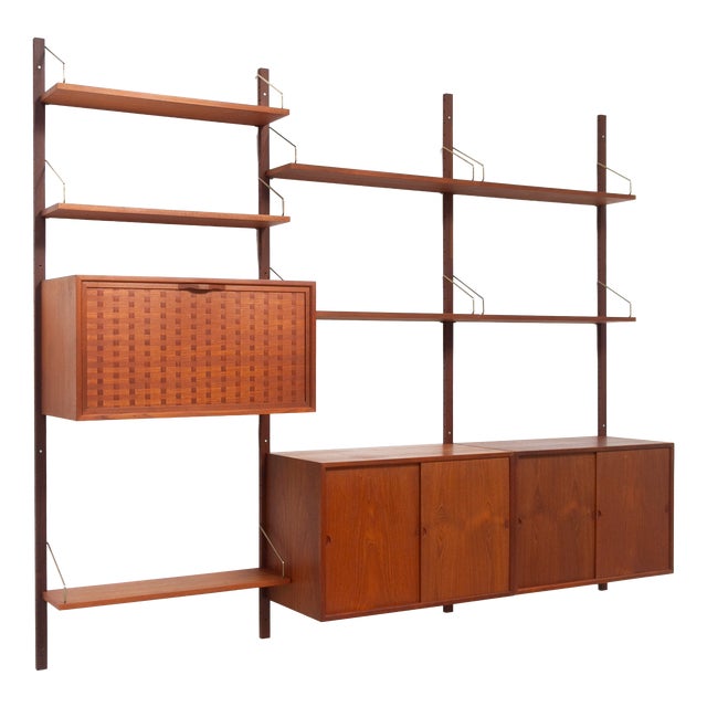 Danish Modern 3-Bay Modular Teak Wall Unit by Poul Cadovius for Cado, 1960s. For Sale