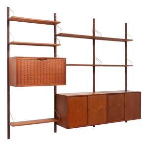 Danish Modern 3-Bay Modular Teak Wall Unit by Poul Cadovius for Cado, 1960s.