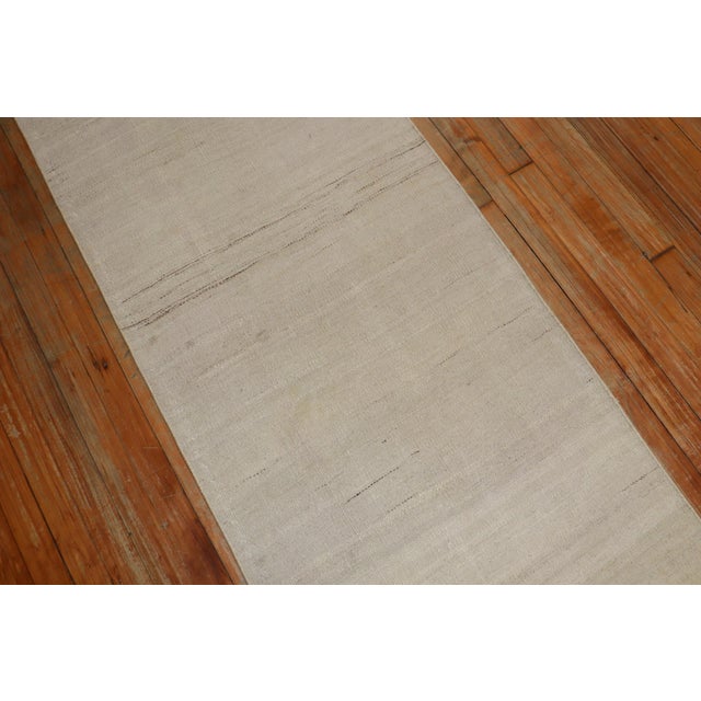 Early 21st Century Beige Khaki 20th Century Thin Moroccan Flat-Weave Runner For Sale - Image 5 of 6