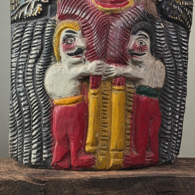 Monumental Mexican Folk Art Carved Wood Wall Mask Sculpture For Sale In Philadelphia - Image 6 of 10
