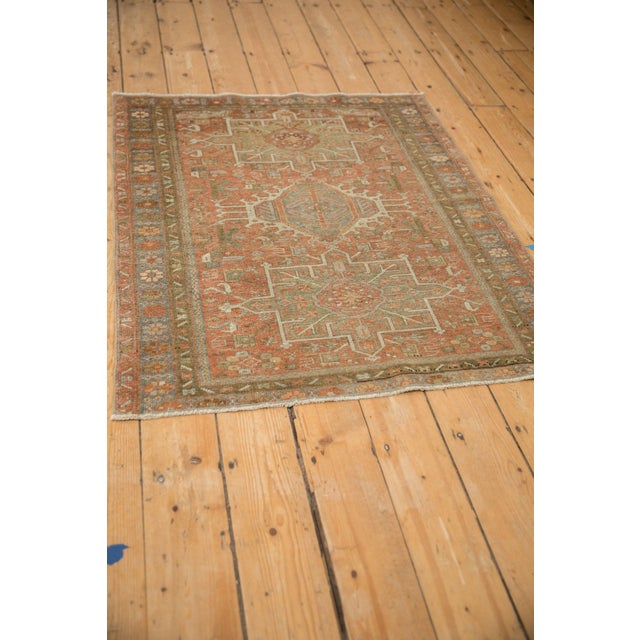 Red Vintage Distressed Karaja Square Rug - 3'5" x 4' For Sale - Image 8 of 9