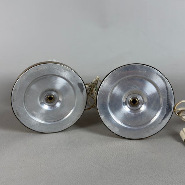Metal Vintage Table Lamps in Opaline Pleated Glass and Gold Metal, 1960s, Set of 2 For Sale - Image 7 of 11