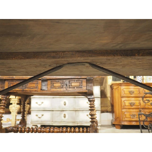 Large Spanish Walnut Dining Table With Wide Open Lyre Legs, Circa 1900 For Sale - Image 17 of 18
