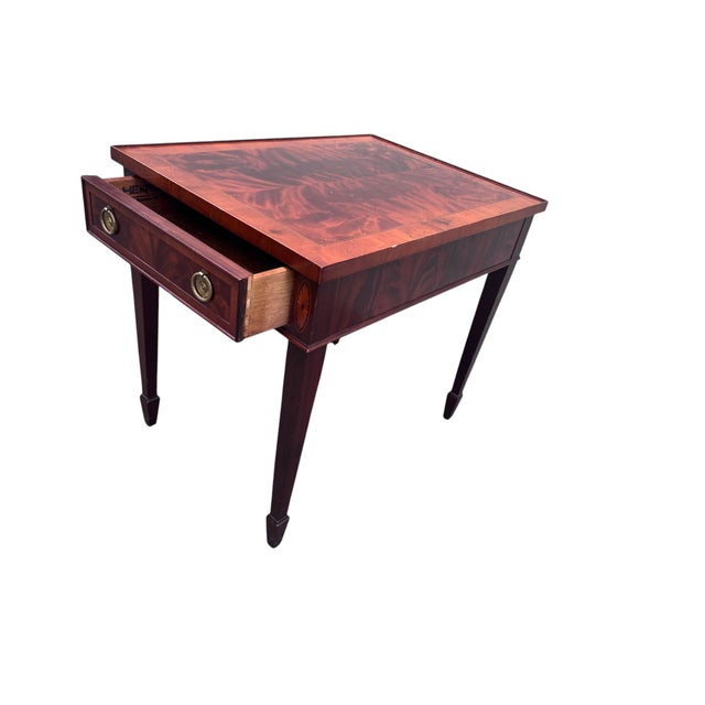 Late 20th Century Late 20th Century Hekman Crotch Mahogany Side Table For Sale - Image 5 of 18