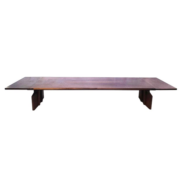 Stunning Solid Black Walnut Architecturally Significant Japanese Influenced Coffee Table For Sale In New York - Image 6 of 12