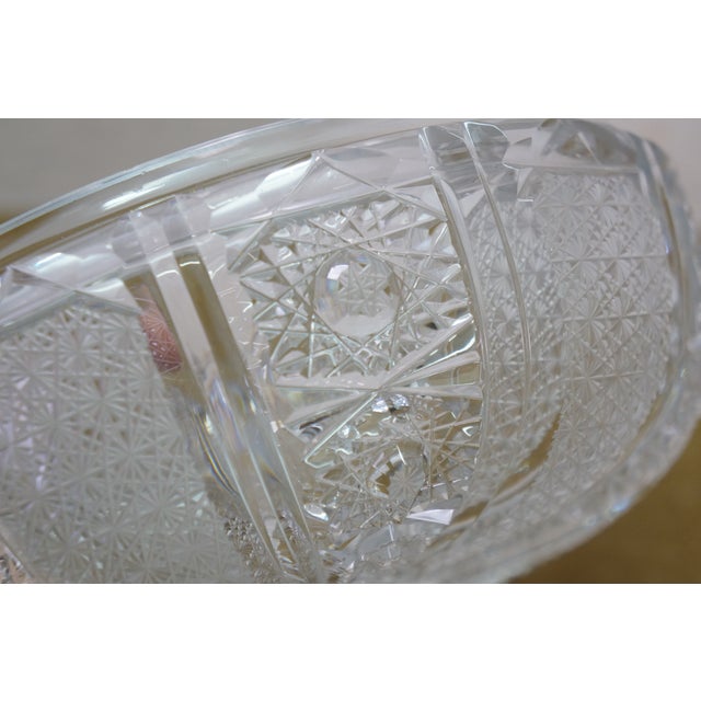 Antique Czech Bohemian Cut Crystal Lidded Box Bowl Compote Candy Dish 8" For Sale - Image 14 of 16