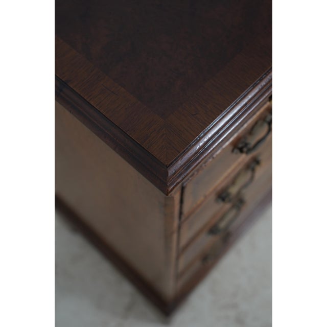 Brown Baker Burl Walnut English Style Bachelors Chest For Sale - Image 8 of 17
