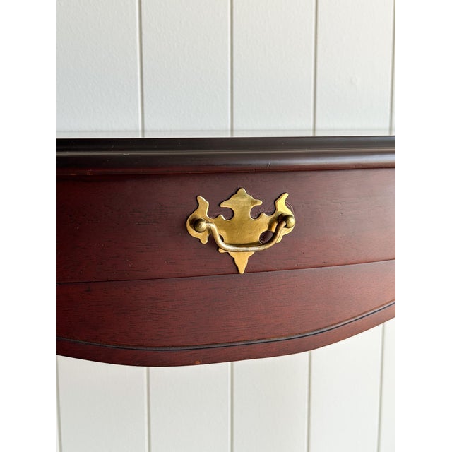 Brown Vintage Mahogany Demi-Lune Serpentine Scalloped Entryway Table For Sale - Image 8 of 15