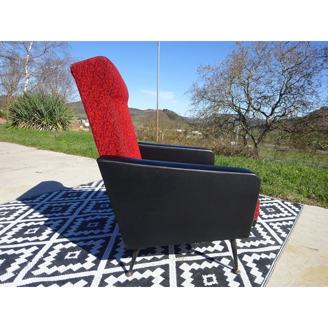 Vintage Red and Black Chairs with Compass Feet, 1970s, Set of 2 For Sale - Image 17 of 18